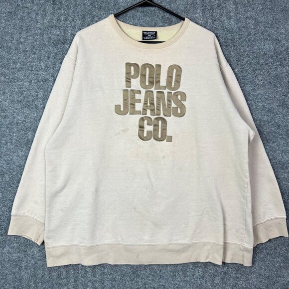 Vintage Ralph Lauren Polo Jean Co Sweatshirt Mens Crew Embroidered XL - Picture 1 of 9